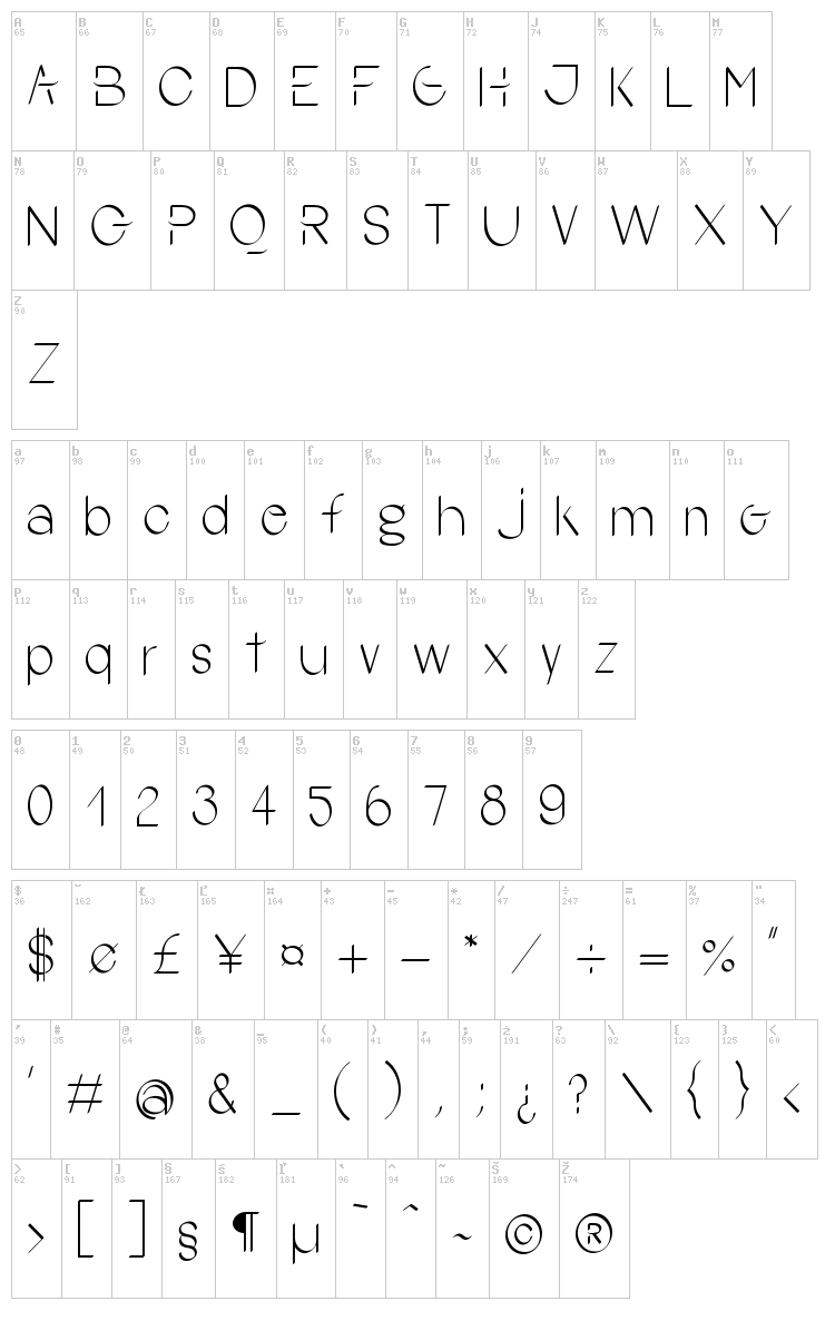 Yoko Smile font map
